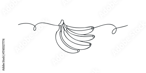 Hand drawn bunch of bananas with swirling line