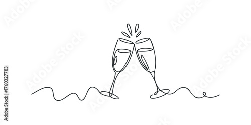 Champagne Flutes Clink for Celebration