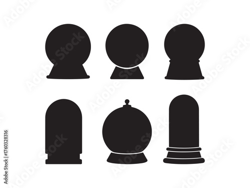 Collection of Crystal Ball Silhouette Designs for Divination Graphics