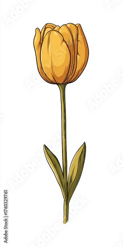 Golden Yellow Tulip Pixel Art Illustration