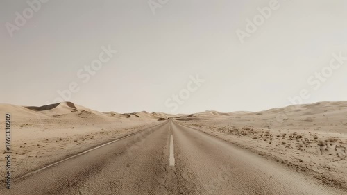 Desert Road Journey with Saguaro Cactus.