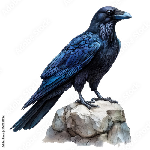 Mythical raven bird isolated on transparent background.