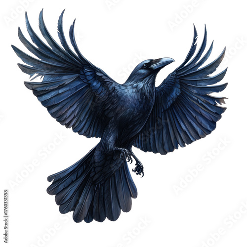 Mythical raven bird isolated on transparent background.