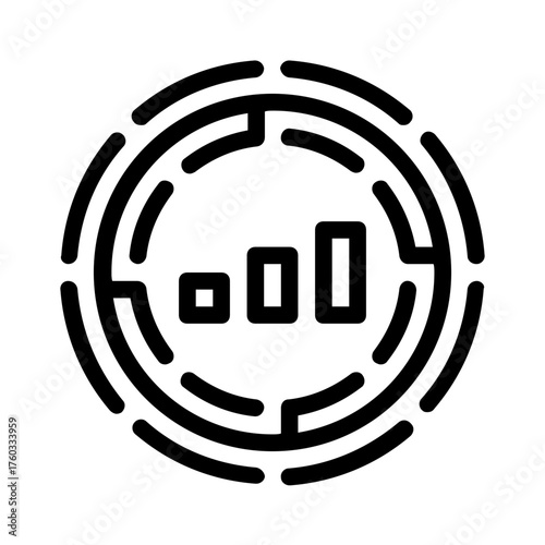 Signal icon in circular maze suitable for technology designs needing navigation, connectivity elements, digital concepts in web or app interfaces.
