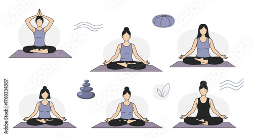 Diverse Women Practicing Yoga Poses in Serene Meditation.