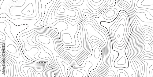 Topographic map background geographic line map with elevation assignments. Modern design with White background with topographic wavy pattern design.Topography grid contour map on white background