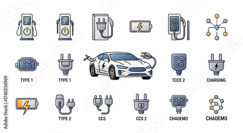Electric Vehicle Charging Stations and Components Collection.