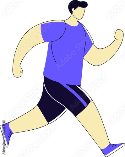 Athlete Man Running Lineart Vector: Dynamic Male Runner Outline Design