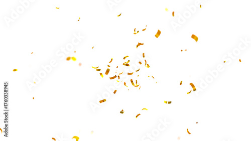 Falling isolated Gold Confetti. Glitter celebration PNG, Falling shiny gold confetti overlay on transparent background. 3d Rendering Transparent Confeti. Glossy golden festive tinsel. party, holiday,