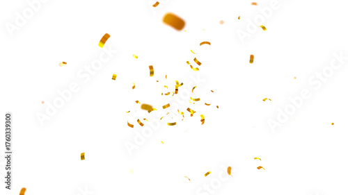 Falling isolated Gold Confetti. Glitter celebration PNG, Falling shiny gold confetti overlay on transparent background. 3d Rendering Transparent Confeti. Glossy golden festive tinsel. party, holiday,