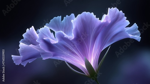Elegant shimmering flower with ethereal light against a dark background