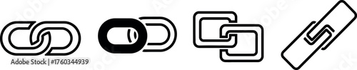 Vector art of set of chain link icons representing connection and unity