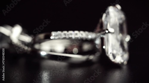 Wedding luxury diamond ring through the light