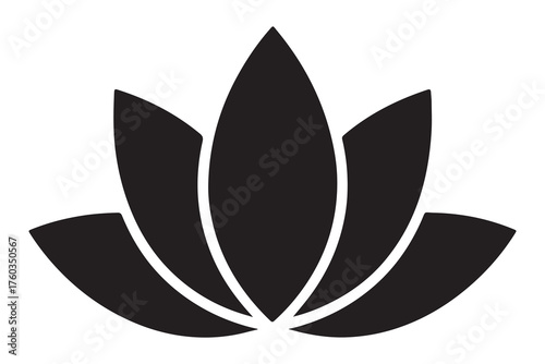 Simple black lotus flower icon for nature and wellness designs