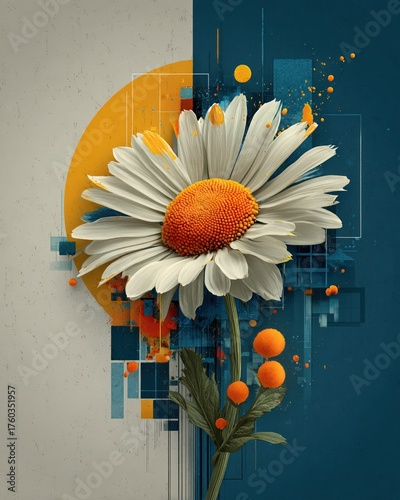Aesthetic daisy flower illustration for T-shirt design with urban streetwear style