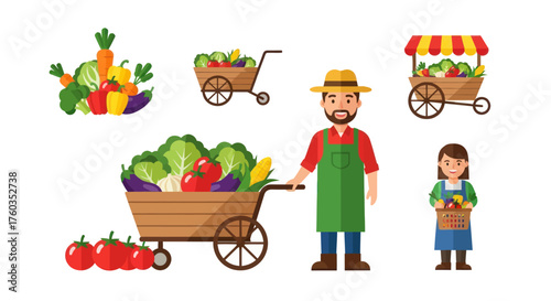 Diverse Farmers and Fresh Produce Collection.