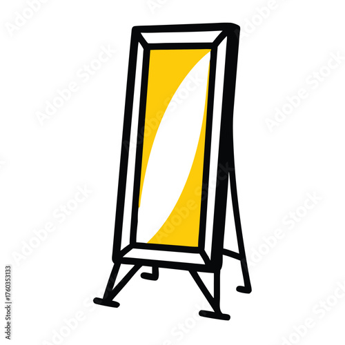 Yellow and white abstract shape on a black framed easel stand illustration vector
