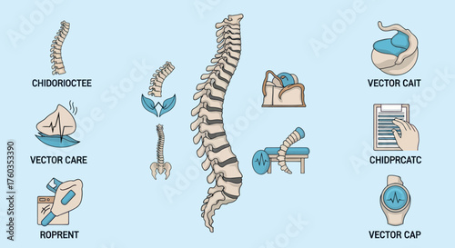 Human Spine Illustration: Detailed Anatomical Structure with Vertebrae and Spinal Cord.