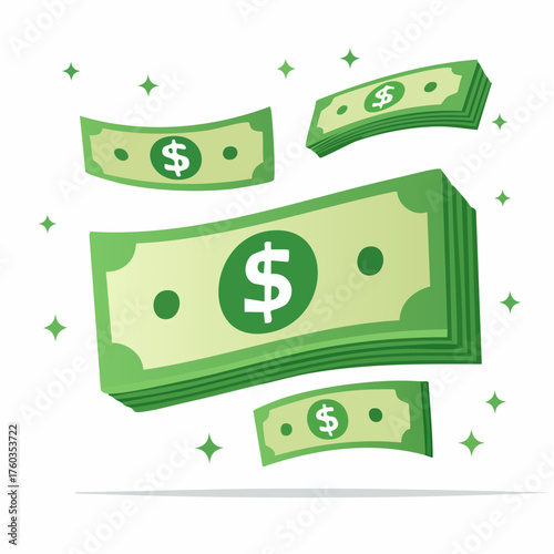 Floating Dollar Bills: Financial Abundance