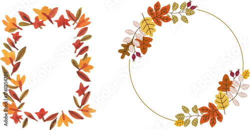 autumn leaves frames watercolor style clip art preview
