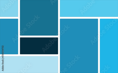 Abstract mosaic of rounded rectangles in varying shades of blue and teal layout grid templates collection