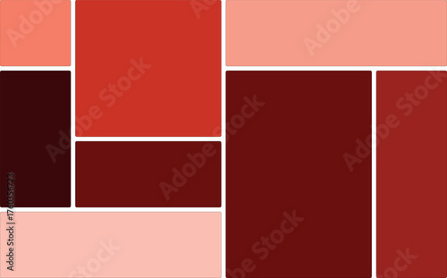Abstract mosaic of rounded rectangles in shades of red coral and deep maroon layout grid templates collection