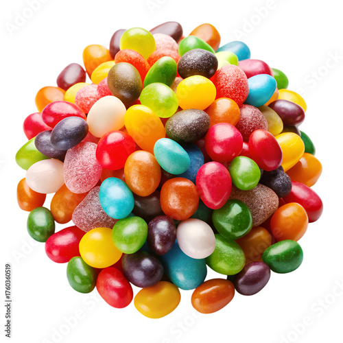 Pile of Colorful Candies — Jelly Beans Collection PNG on Transparent Background.