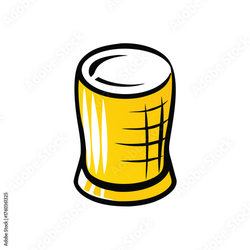 Yellow cylindrical object with black grid lines and white highlights on white background cylinder