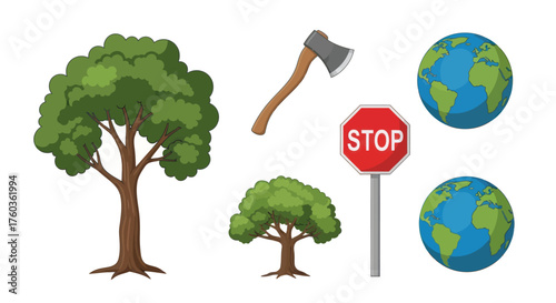 Large Green Tree with Brown Trunk and Lush Foliage.