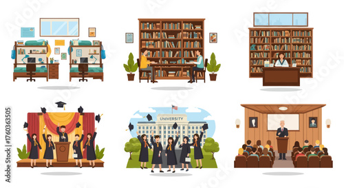 Diverse Scenes of Education and Learning Environments.