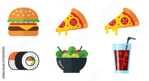 Assortment of popular fast food and meal items.