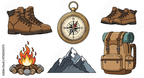 Essential Hiking and Camping Gear Collection.