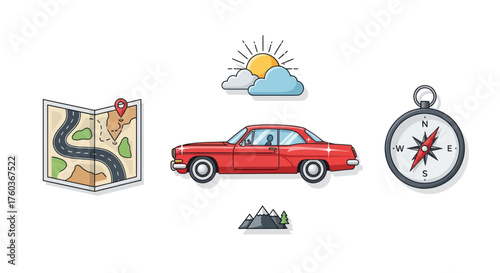 Classic Red Coupe Car with White Wheels and Tinted Windows.