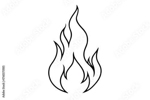 Simple outline of a bright fire flame icon graphic