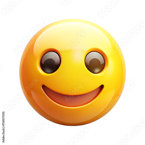 Happy Emoji Face — Positive Emotion and Fun Chat Symbol Transparent Background.