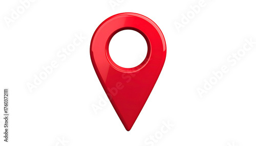 Free Download A glossy, red pin icon, 3D rendered, floating against a black background - GFXLoad