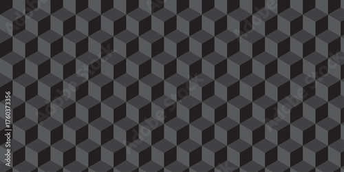 Black cube seamless creative cubes decoration triangle wall and wallpaper textile vector square tile, mosaic endless repeat hexagon block texture background.	