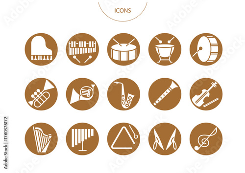 楽器 オーケストラ　アイコン ピクトグラム　ベクター イラスト　セット