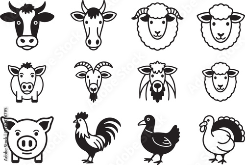 Adorable farm animal icons for your projects