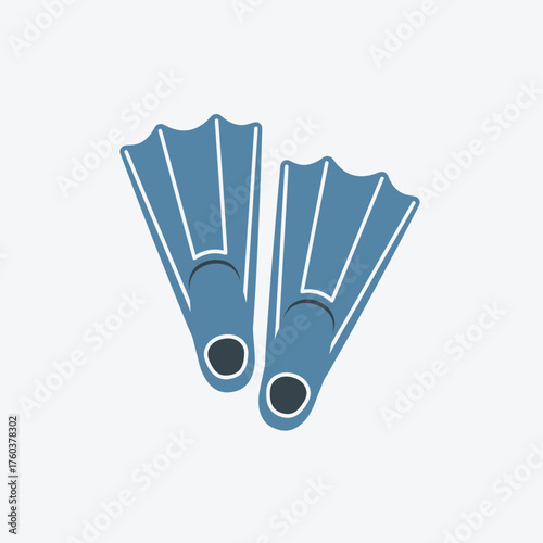 Two blue swim fins or flippers on a white background simple vector illustration.