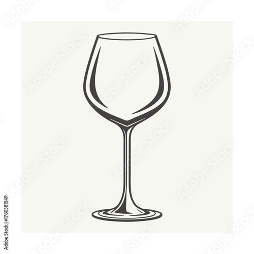 Stylized Line Art Drawing of an Empty Wine Glass on a Light Background illustration
