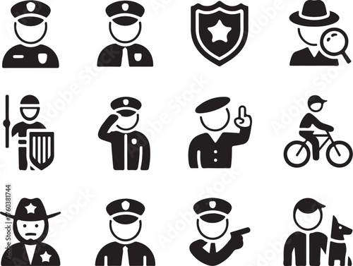 Law enforcement icons security protection duty law order vigilance
