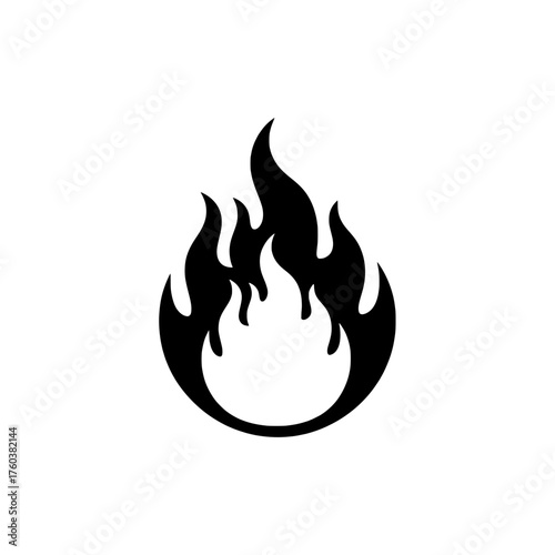 Burning Flame Silhouette on Black Background