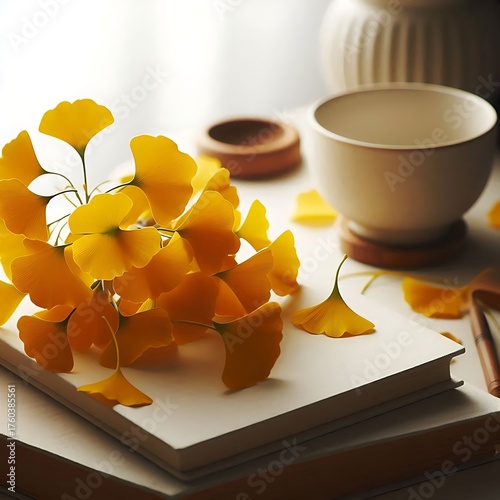 cup of tea and flowers generative ai