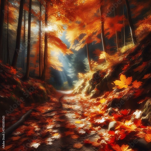 autumn in the forest generative ai