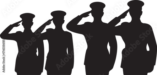 Soldiers salute in uniform, honoring fallen heroes