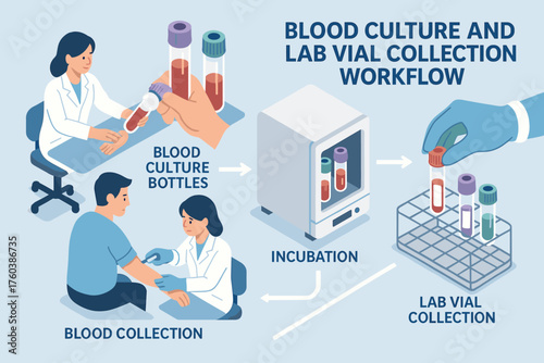 Blood culture and lab vial collection process workflow illustrated
