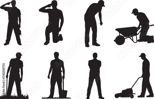 Gardening silhouettes show labor and outdoor activity
