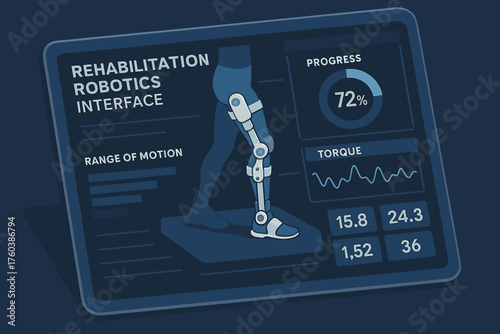 Robotics interface for rehabilitation: progress and motion metrics display