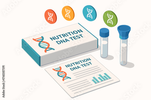 Nutrition dna test kit with sample tubes and information leaflet